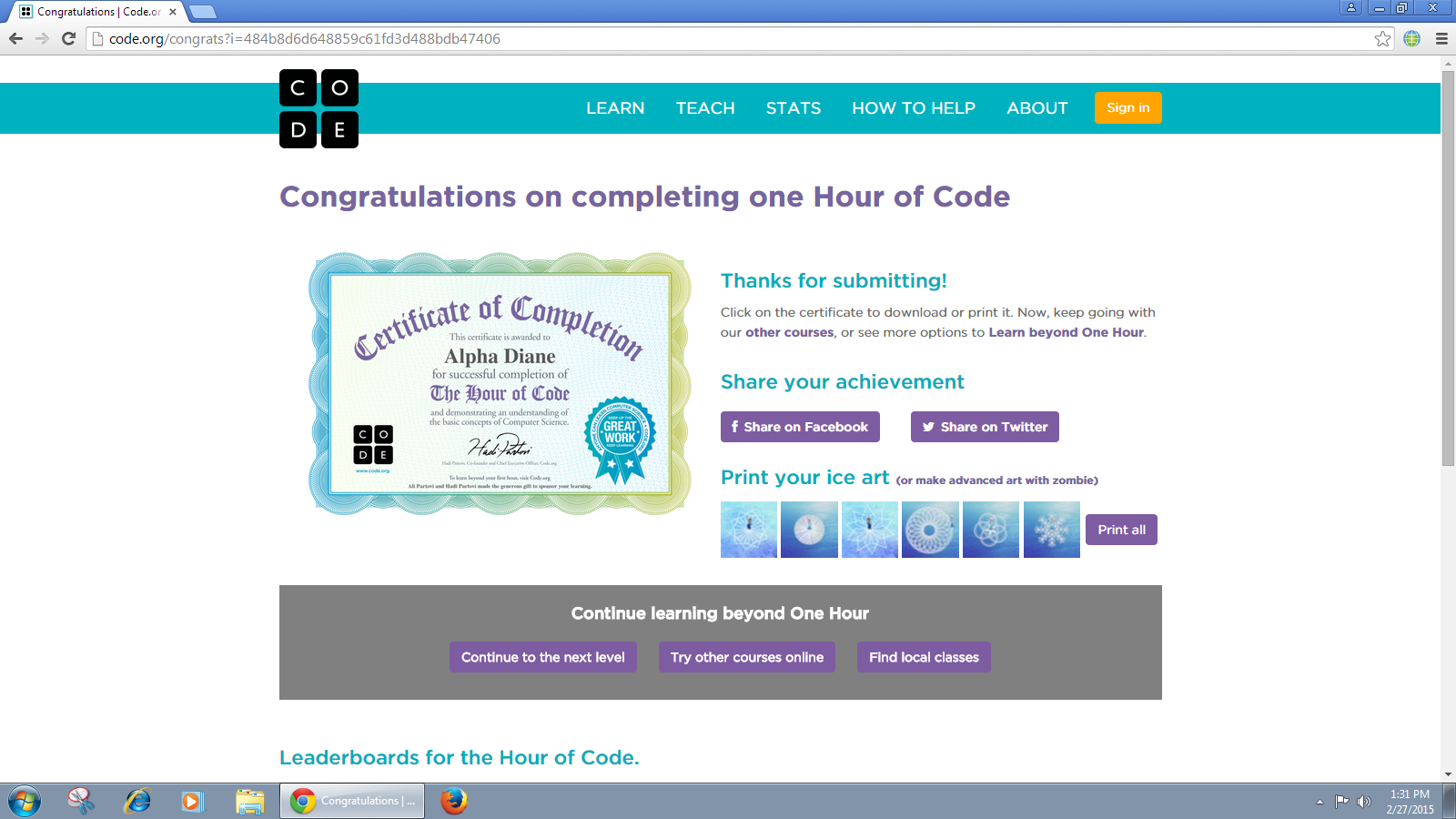 Https info people com. Hour of code. Код орг. Сертификат code.org.